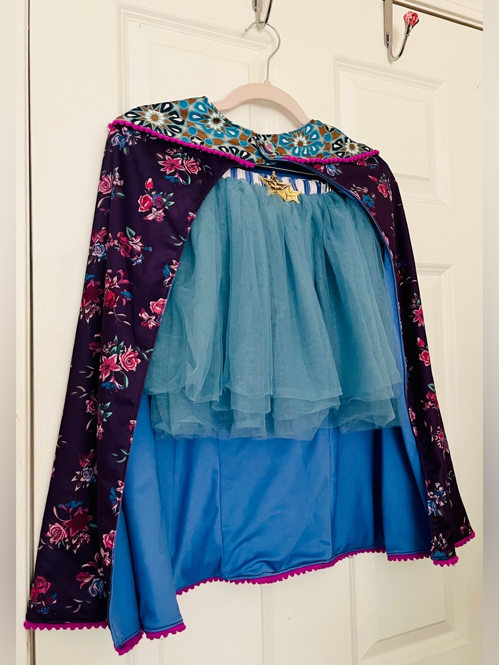 Matilda Jane Purple Floral Cape with Teal Blue Tutu with Tulle Lining